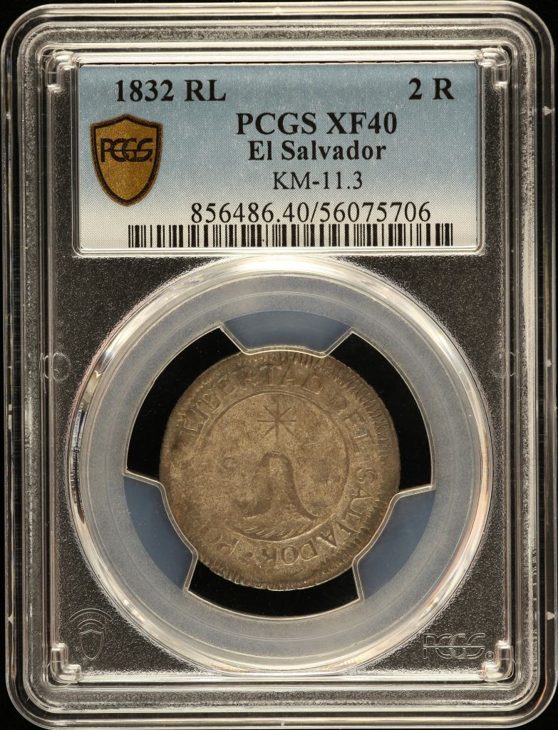 El Salvador 2 Reales 1832 RL PCGS XF40 KM-11.3 0145938