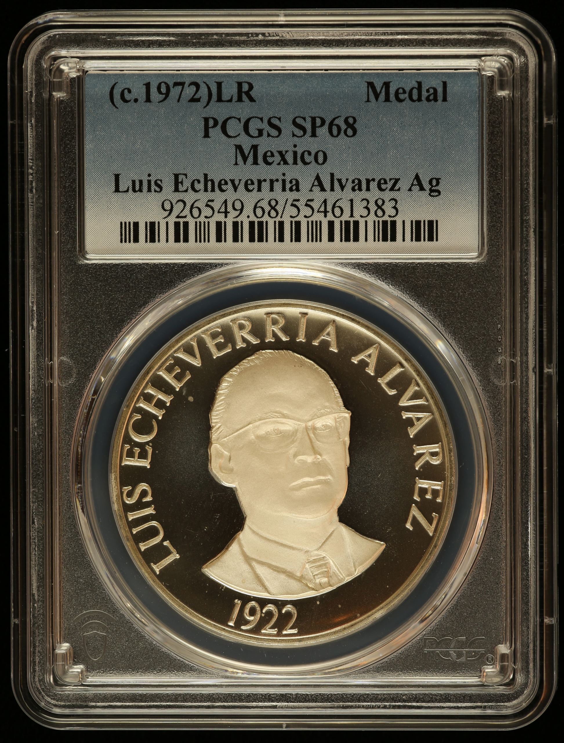 Medals & Tokens President Luis Echeverria Alvarez Medal (c.1972) PCGS SP68 0145867