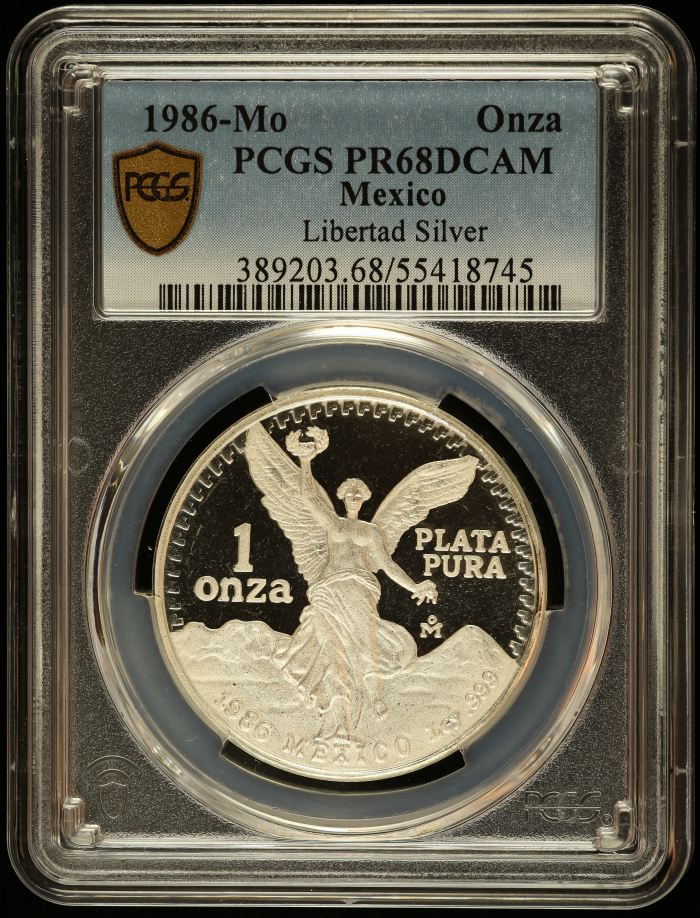 Modern Silver & Minors Onza 1986 Mo PCGS PR68DCAM 0146017Modern Silver & Minors Onza 1986 Mo PCGS PR68DCAM 0146017