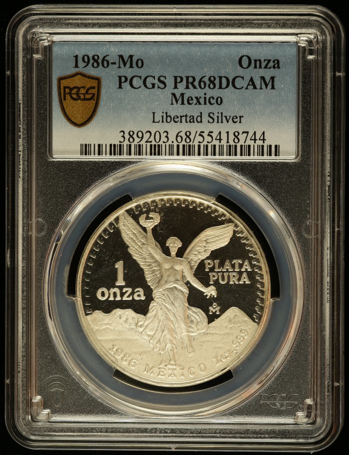 Modern Silver & Minors Onza 1986 Mo PCGS PR68DCAM 0146018Modern Silver & Minors Onza 1986 Mo PCGS PR68DCAM 0146018