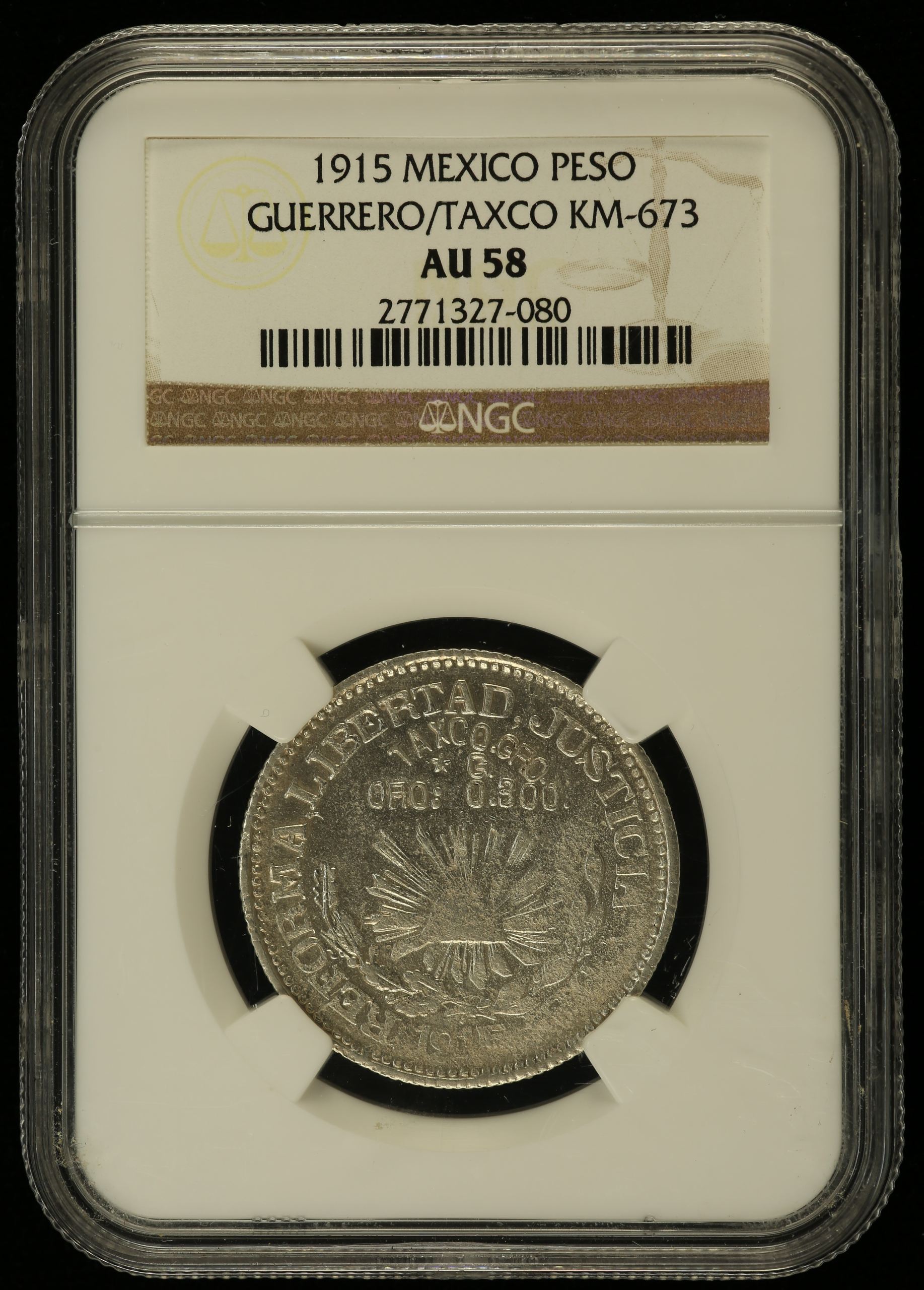 Guerrero Peso 1915 Guerrero/Taxco KM-673 NGC AU58 0146158