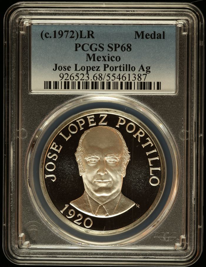 Medals & Tokens President Jose Lopez Portillo Medal (c.1972) PCGS SP68 0145870Medals & Tokens President Jose Lopez Portillo Medal (c.1972) PCGS SP68 0145870