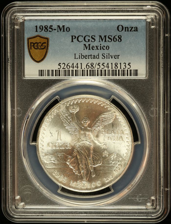 Modern Silver & Minors Onza 1985 Mo PCGS MS68 0146019Modern Silver & Minors Onza 1985 Mo PCGS MS68 0146019