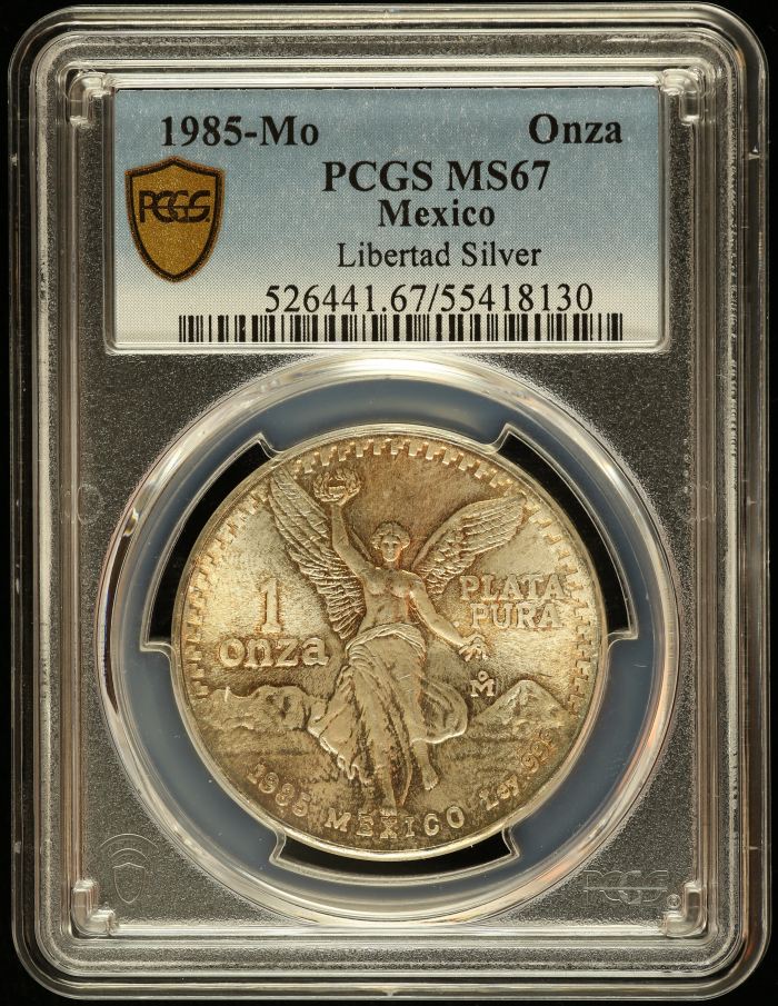 Modern Silver & Minors Onza 1985 Mo PCGS MS67 0146073Modern Silver & Minors Onza 1985 Mo PCGS MS67 0146073