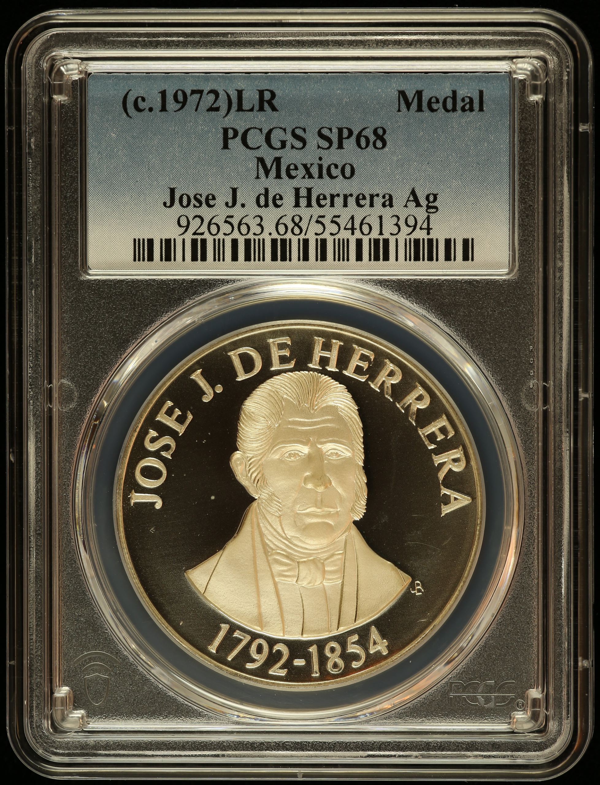 Medals & Tokens President Jose J. de Herrera Medal (c.1972) PCGS SP68 0145873