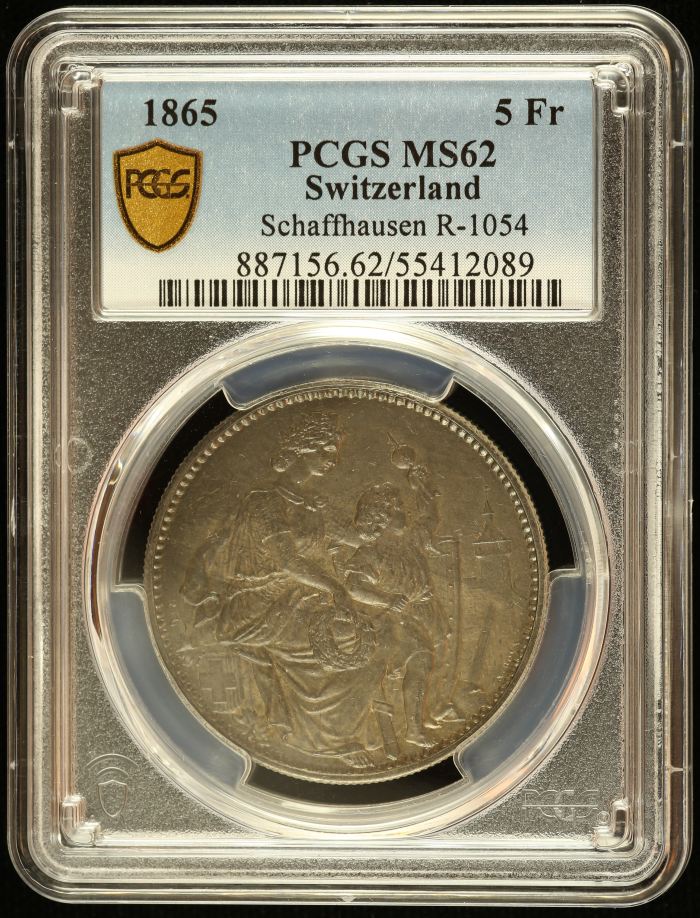 Switzerland 5 Franc 1865 Schaffhausen R-1054 PCGS MS62 0145981Switzerland 5 Franc 1865 Schaffhausen R-1054 PCGS MS62 0145981