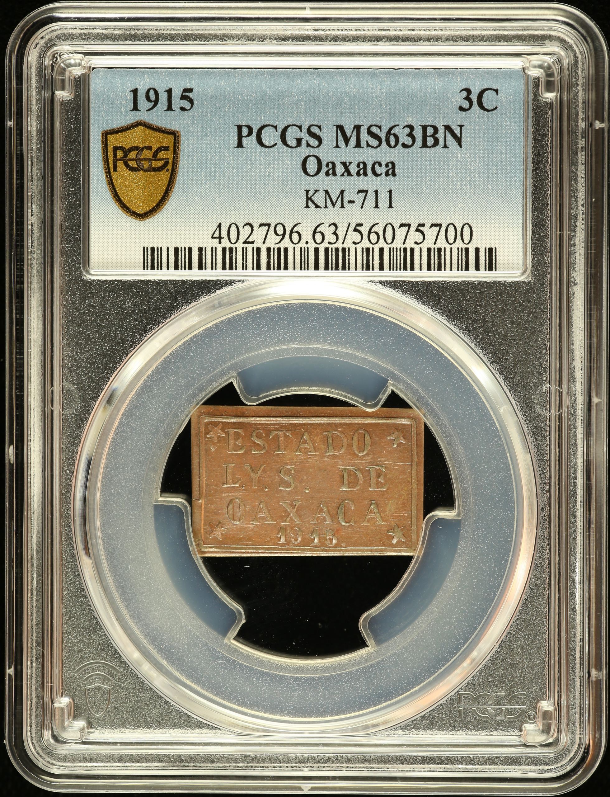 Oaxaca 3 Centavo 1915 Oaxaca KM-711 PCGS MS63BN 0145964