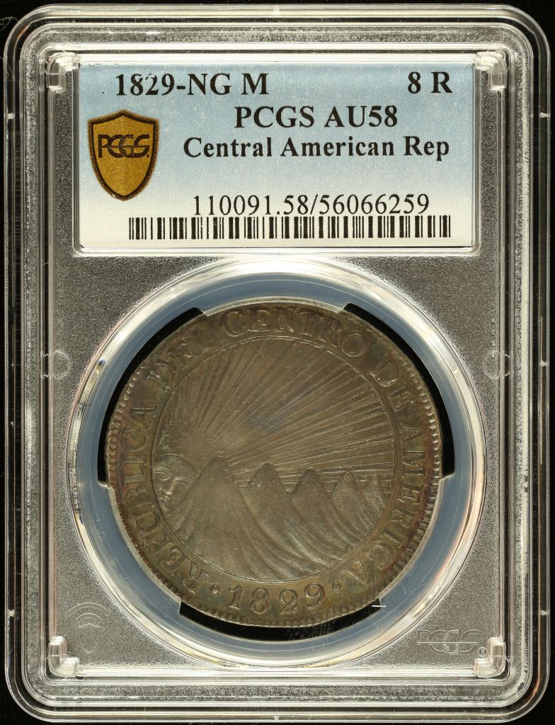 Central American Republic 8 Reales 1829 Ng M PCGS AU58 0145915