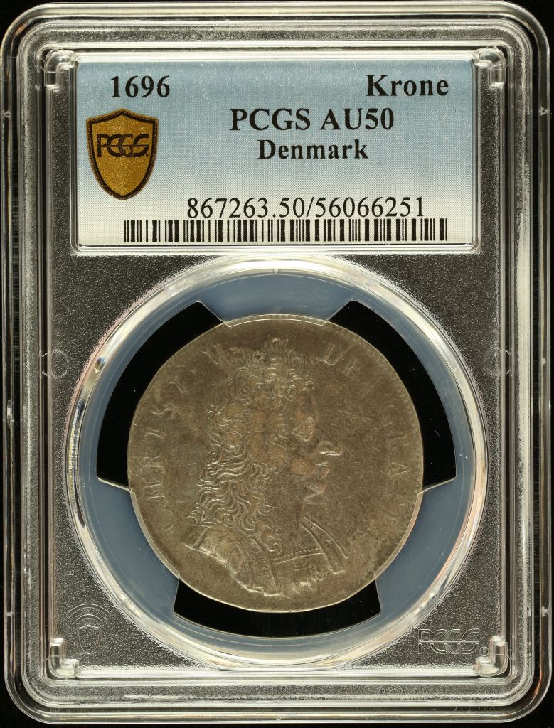 Denmark Krone 1696 PCGS AU50 0145944
