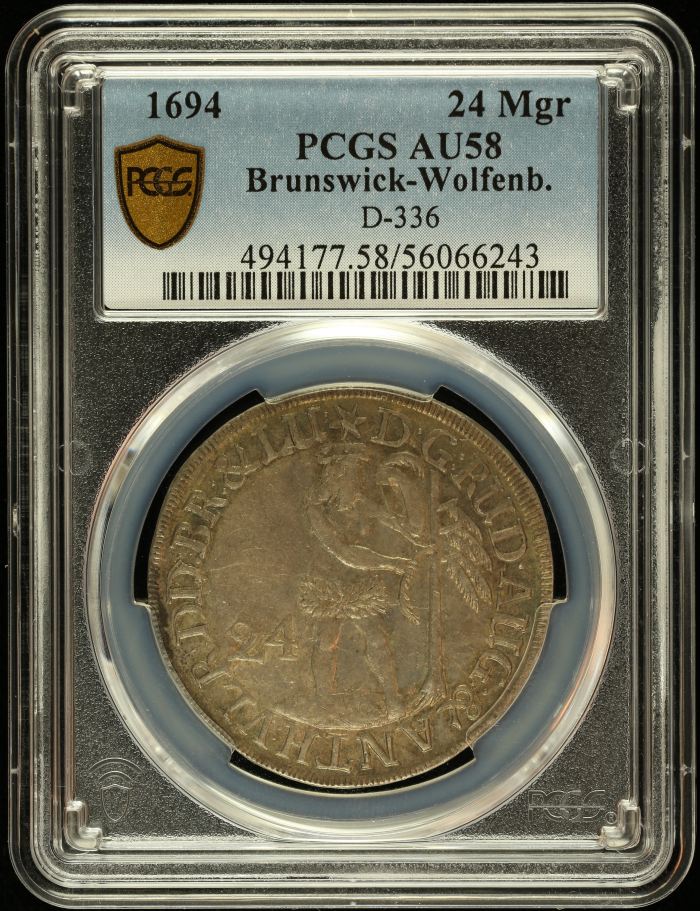 Germany 24 Mariengroschen 1694 Brunswick-Wolfenb. PCGS AU58 D-336 0145954Germany 24 Mariengroschen 1694 Brunswick-Wolfenb. PCGS AU58 D-336 0145954