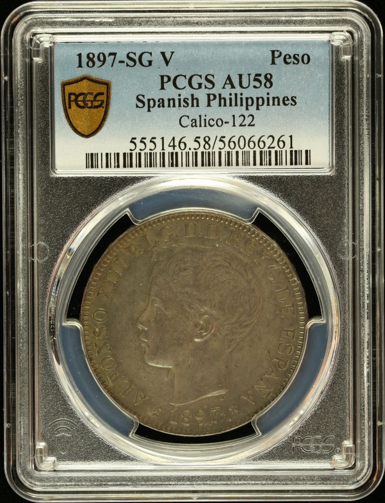 Philippines Peso 1897 Sg V PCGS AU58 Calico-122 0145961