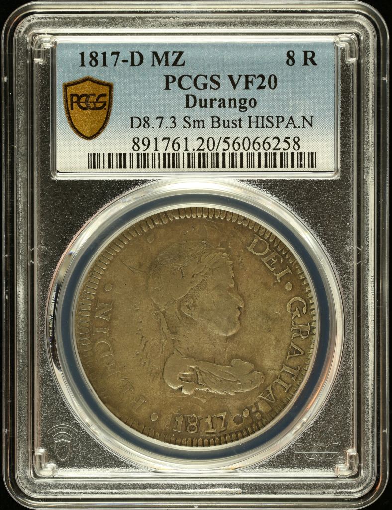 War For Independence 8 Reales 1817 D MZ PCGS VF20 0145966