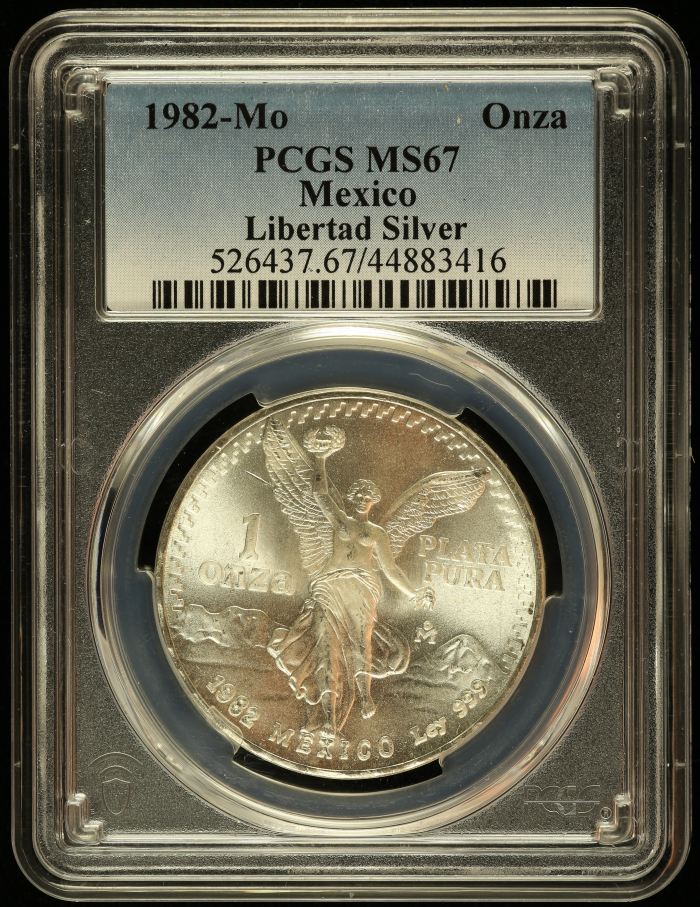 Modern Silver & Minors Onza 1982 Mo PCGS MS67 0145770Modern Silver & Minors Onza 1982 Mo PCGS MS67 0145770