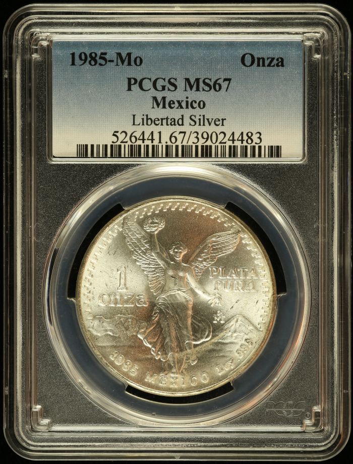 Modern Silver & Minors Onza 1985 Mo PCGS MS67 0145776Modern Silver & Minors Onza 1985 Mo PCGS MS67 0145776