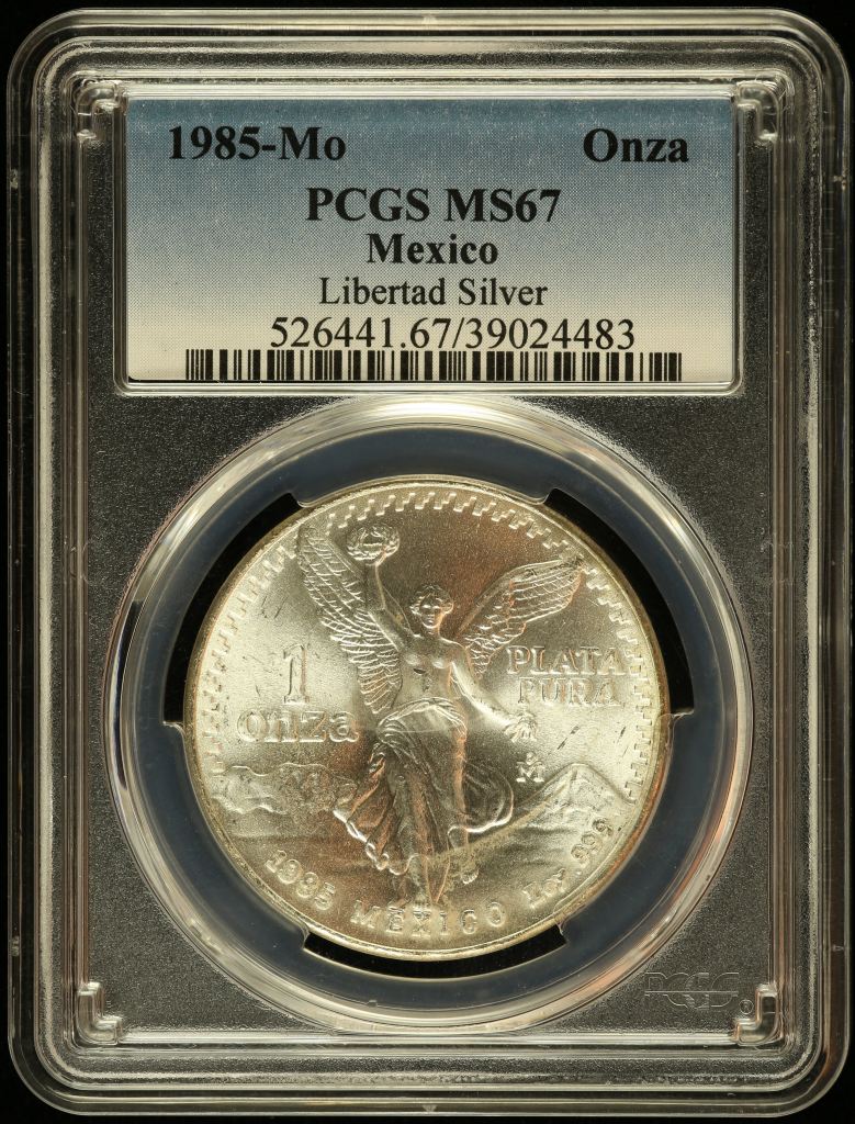 Modern Silver & Minors Onza 1985 Mo PCGS MS67 0145776