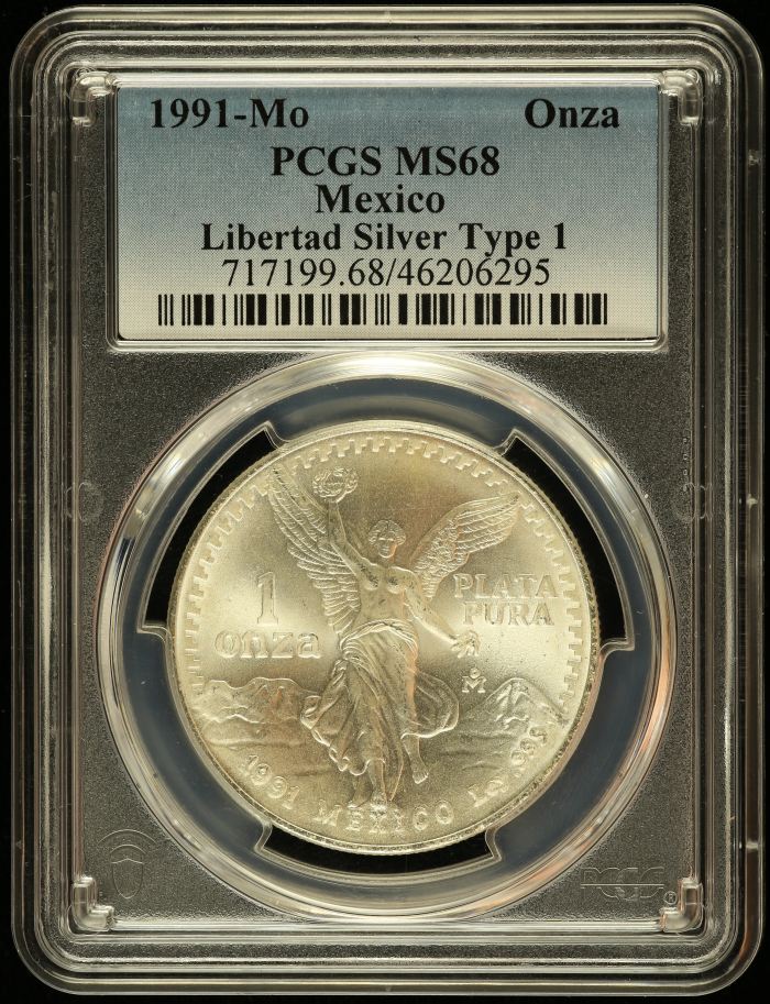Modern Silver & Minors Onza 1991 Mo PCGS MS68 0145785Modern Silver & Minors Onza 1991 Mo PCGS MS68 0145785