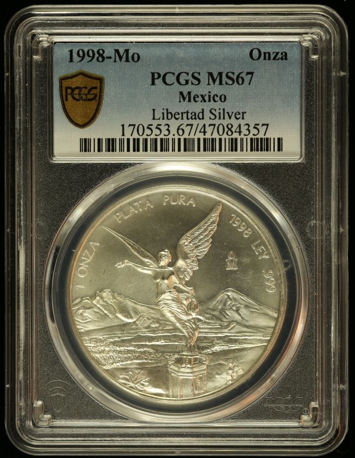 Modern Silver & Minors Onza 1998 Mo PCGS MS67 0145800Modern Silver & Minors Onza 1998 Mo PCGS MS67 0145800