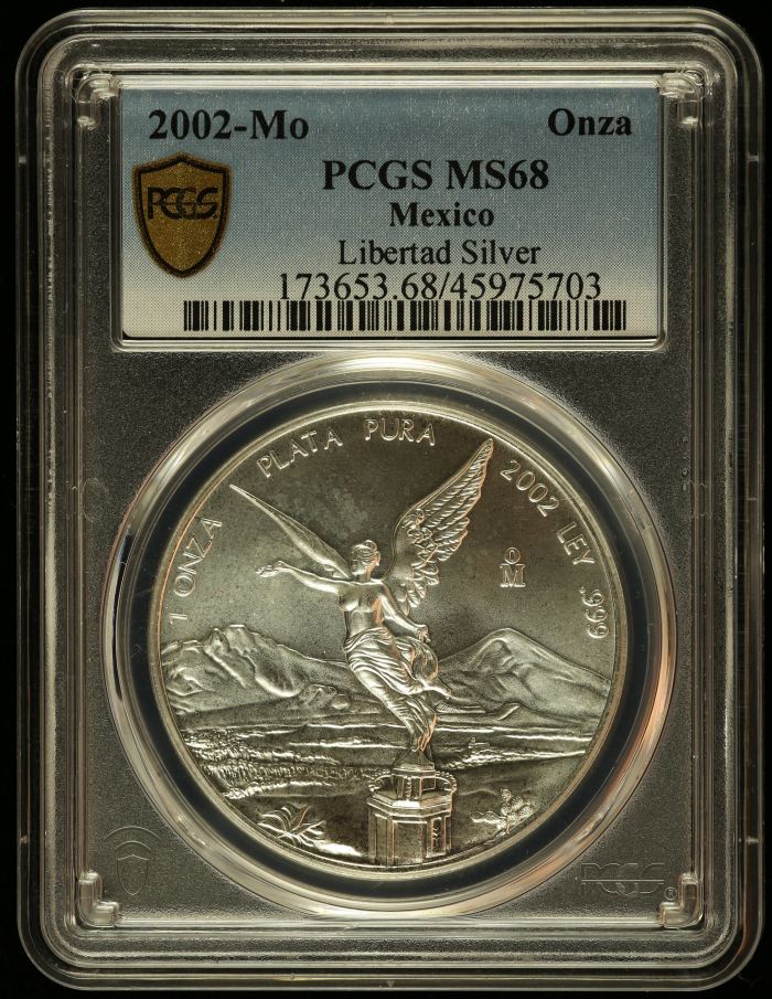 Modern Silver & Minors Onza 2002 Mo PCGS MS68 0145806Modern Silver & Minors Onza 2002 Mo PCGS MS68 0145806