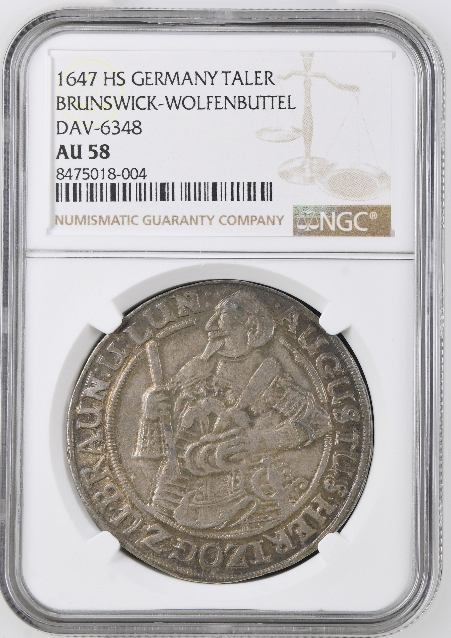 Germany Taler 1647 HS Brunswick-Wolfenbuttel NGC AU58 DAV-6348 0146316