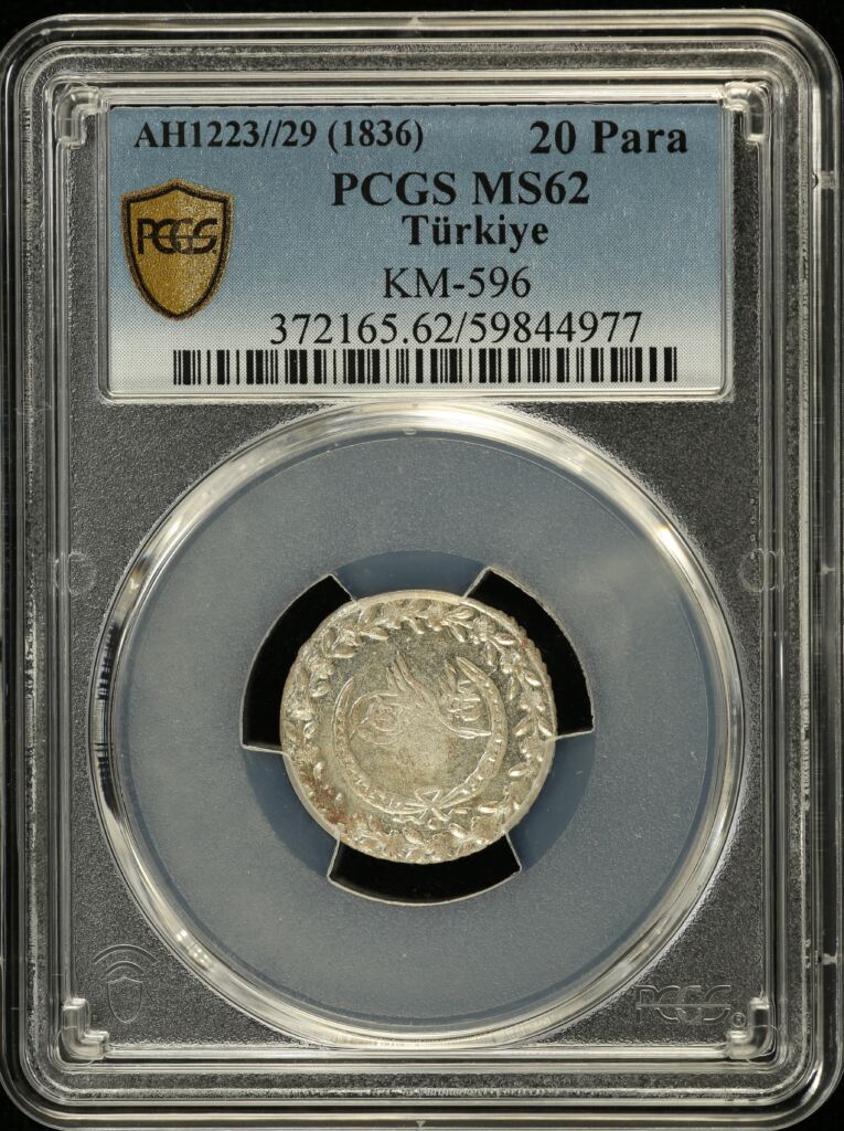 Turkey 20 Para AH1223//29 (1836) KM-596 PCGS MS62 0146324