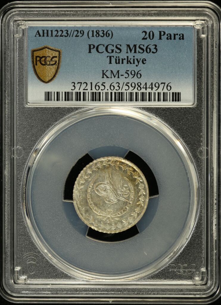 Turkey 20 Para AH1223//29 (1836) KM-596 PCGS MS63 0146325