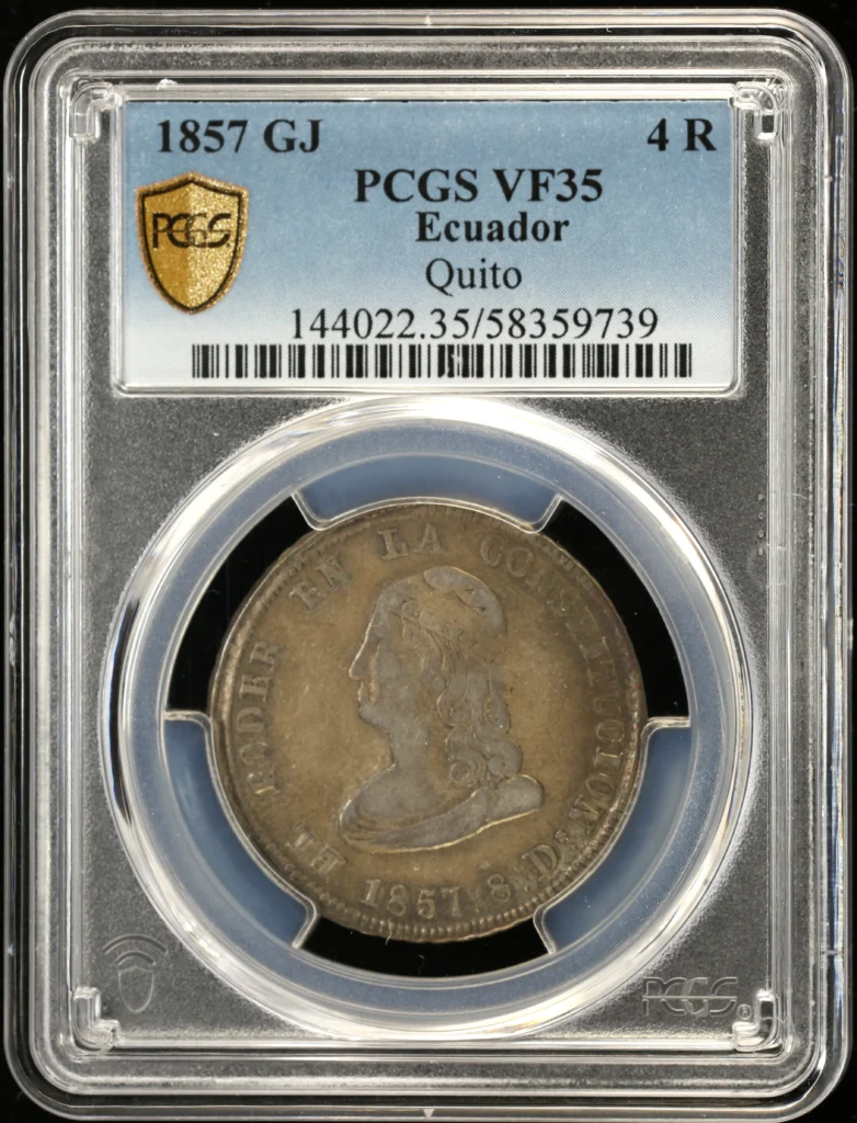 Ecuador 4 Reales 1857 Quito GJ PCGS VF35 0146333