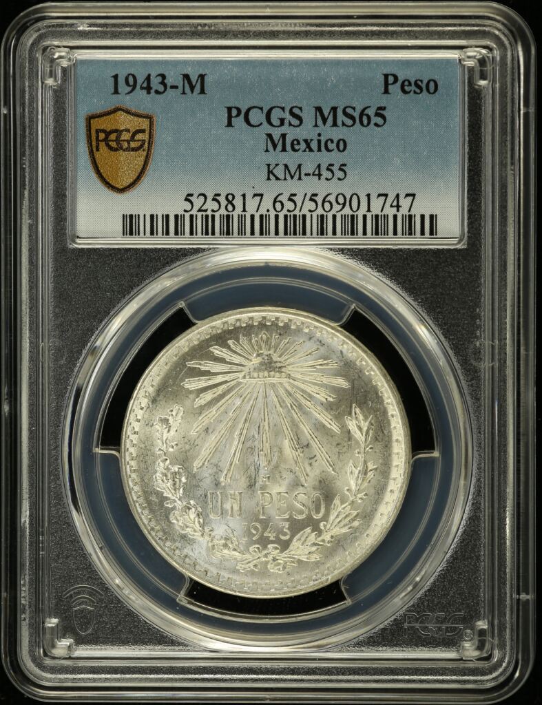Modern Silver & Minors Peso 1943 M KM-455 PCGS MS65 0146379