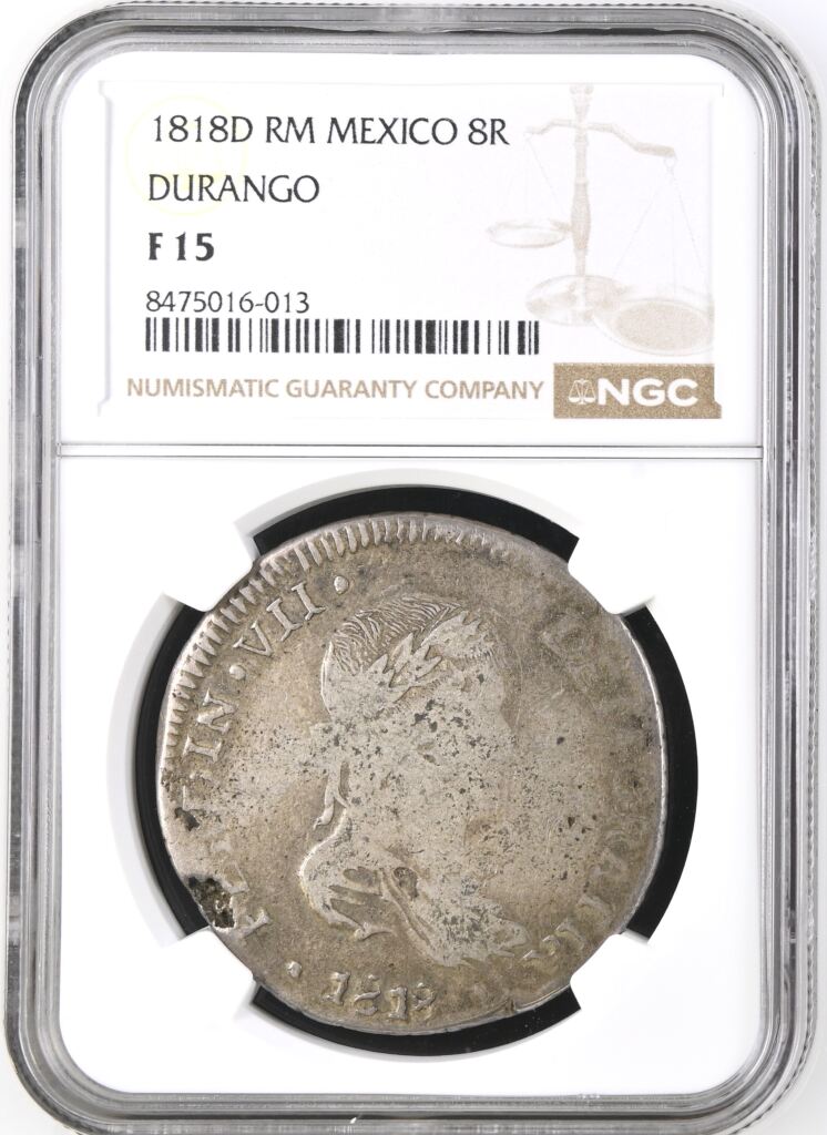 War For Independence 8 Reales 1818 Durango NGC F 15 0146442