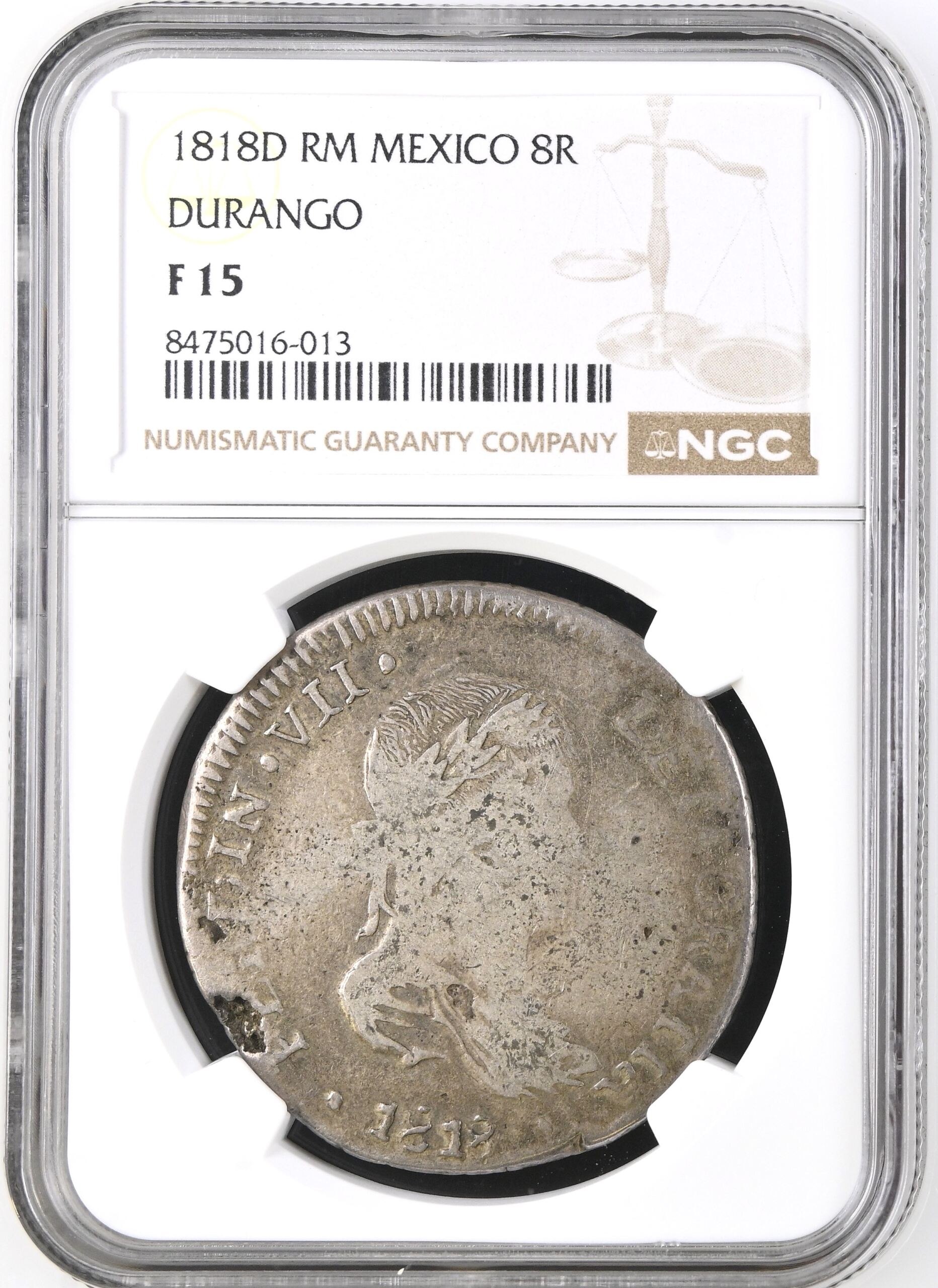 War For Independence 8 Reales 1818 Durango NGC F 15 0146442