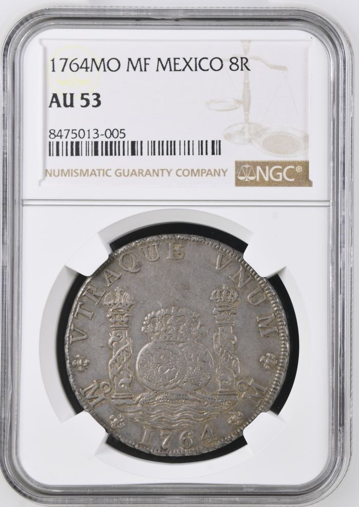 Colonial Silver & Minors 8 Reales 1764 Mo MF NGC AU53 0146519Colonial Silver & Minors 8 Reales 1764 Mo MF NGC AU53 0146519