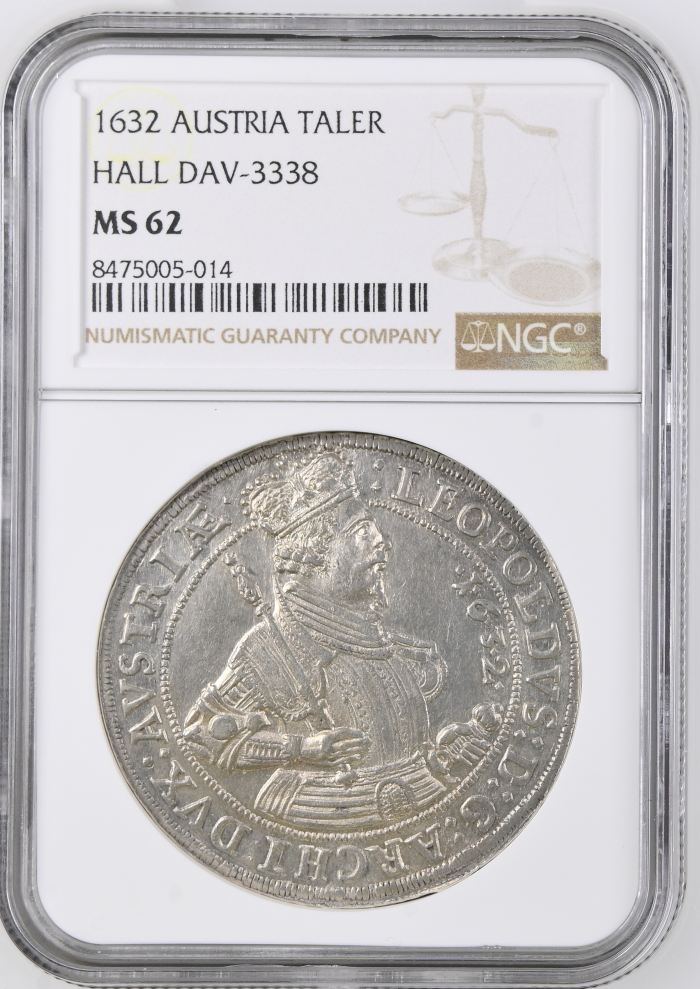 Austria Taler 1632 Hall NGC MS62 DAV-3338 0146521Austria Taler 1632 Hall NGC MS62 DAV-3338 0146521