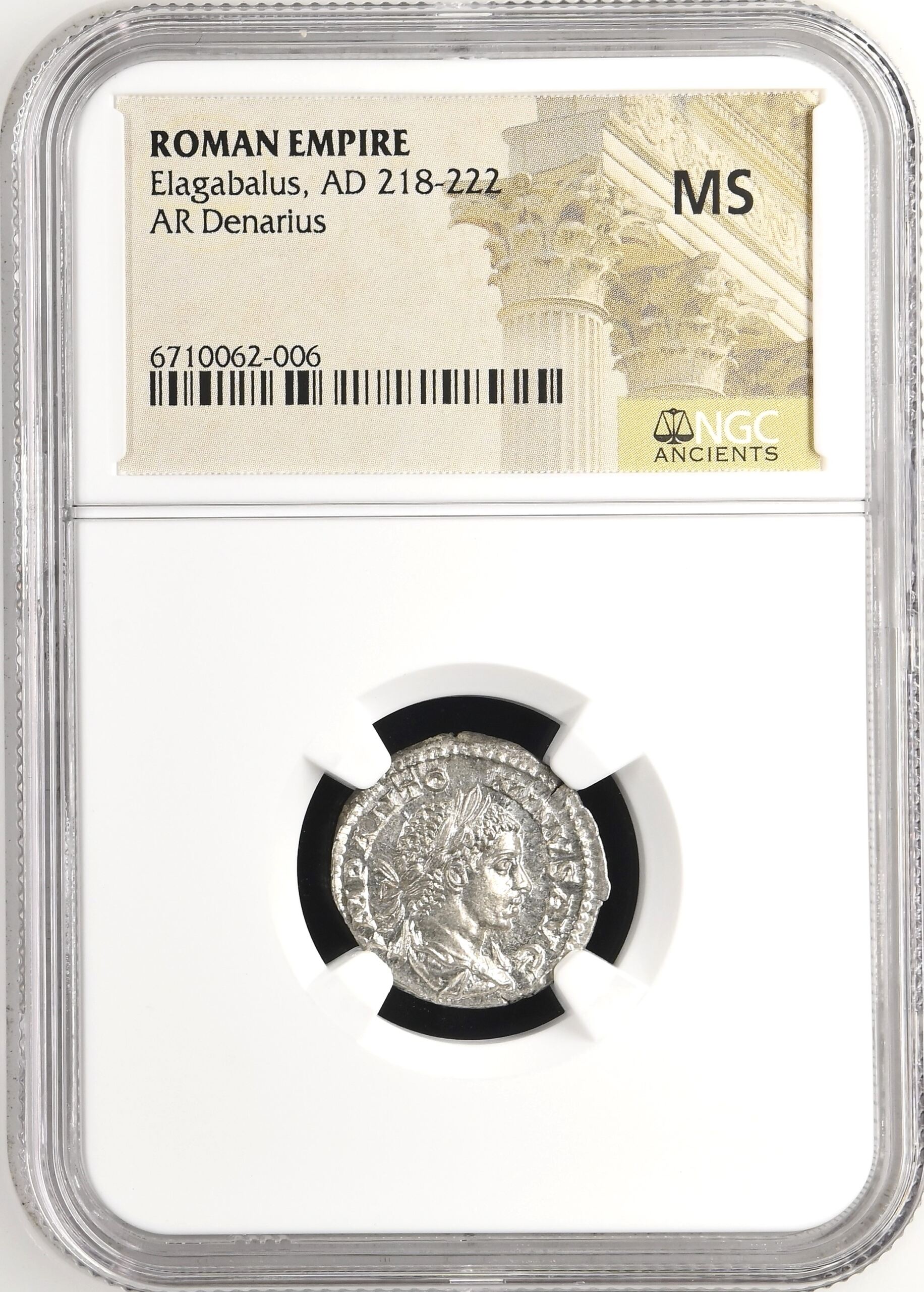 Roman Imperial Elagabalus 218-222 AD AR Denarius NGC MS 0146535