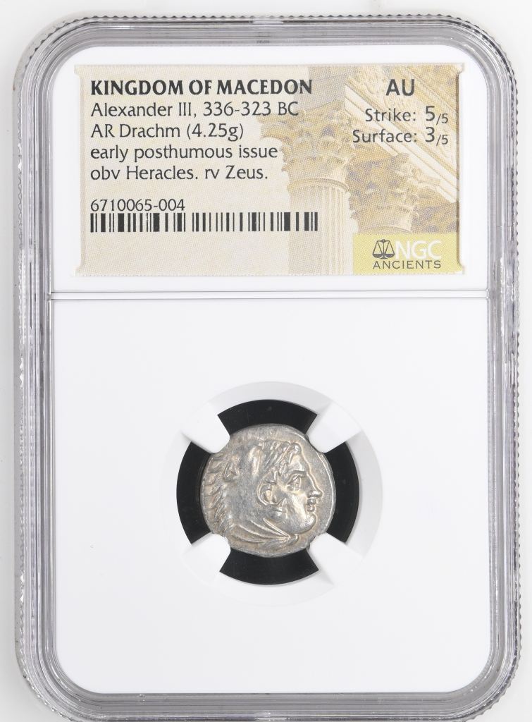 Macedonian Kings Alexander III(The Great) 336-323 BC AR Drachm NGC AU 0146537