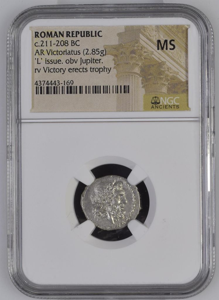 Roman Republic c.211-208 BC AR Victoriatus NGC MS 0146543