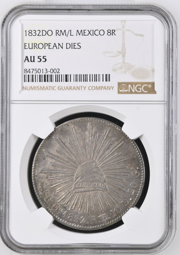 Durango 8 Reales 1832 Do RM/RL NGC AU55 0146560