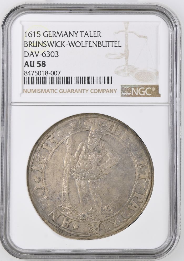 Germany Taler 1615 Brunswick-Wolfenbuttel NGC AU58 DAV-6303 0146563Germany Taler 1615 Brunswick-Wolfenbuttel NGC AU58 DAV-6303 0146563