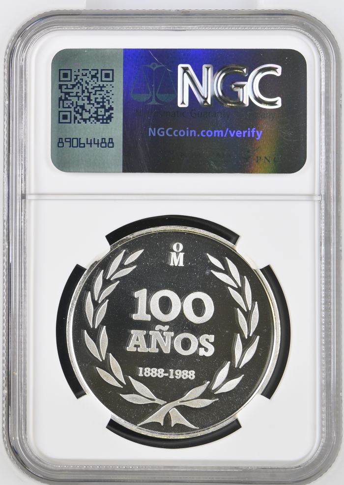 Medals & Tokens Camara de Comercio de Guadalajara 100th Anniversary Silver Medal 1988 Mo NGC PF68 Ultra Cameo 0146583Medals & Tokens Camara de Comercio de Guadalajara 100th Anniversary Silver Medal 1988 Mo NGC PF68 Ultra Cameo 0146583 - Image 2