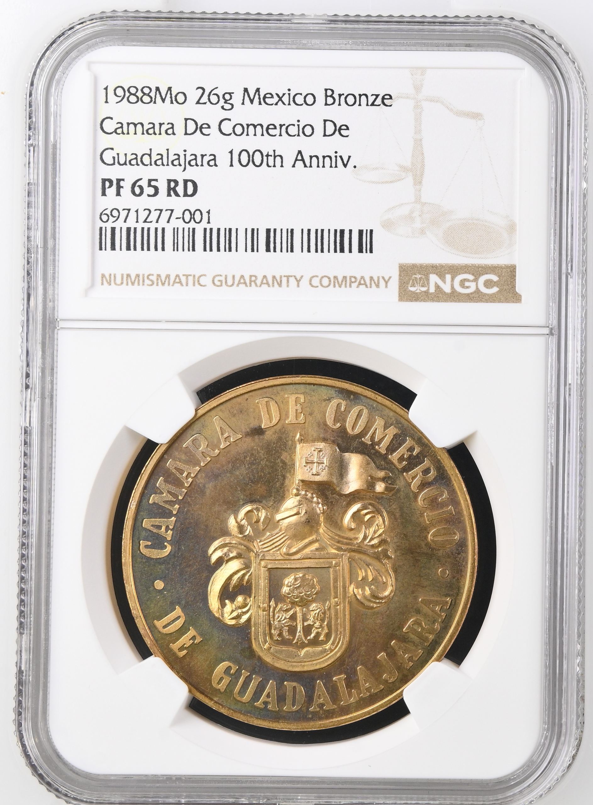 Medals & Tokens Camara de Comercio de Guadalajara 100th Anniversary Bronze Medal 1988 Mo NGC PF65RD 0146584