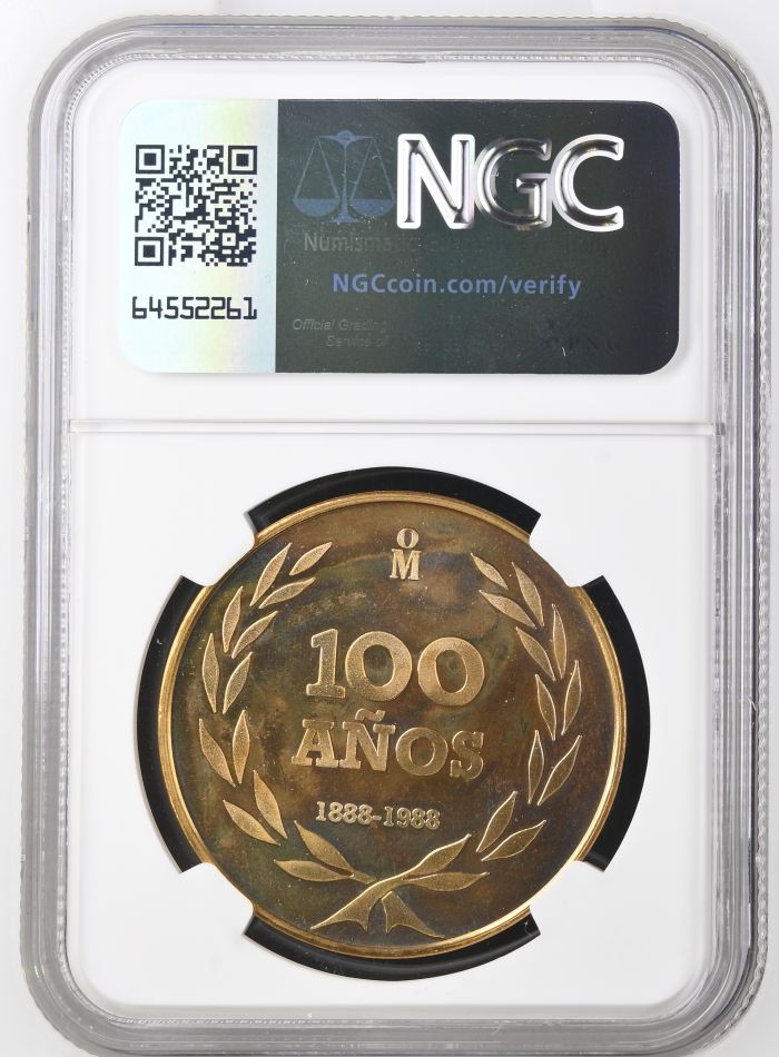 Medals & Tokens Camara de Comercio de Guadalajara 100th Anniversary Bronze Medal 1988 Mo NGC PF65RD 0146584Medals & Tokens Camara de Comercio de Guadalajara 100th Anniversary Bronze Medal 1988 Mo NGC PF65RD 0146584 - Image 2