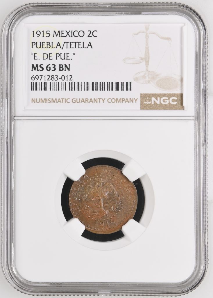 Puebla 2 Centavo 1915 Puebla/Tetela NGC MS63BN 0146588