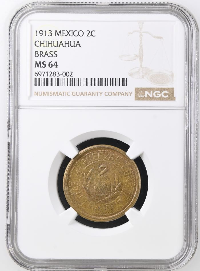 Chihuahua 2 Centavo 1913 Chihuahua NGC MS64 0146590Chihuahua 2 Centavo 1913 Chihuahua NGC MS64 0146590