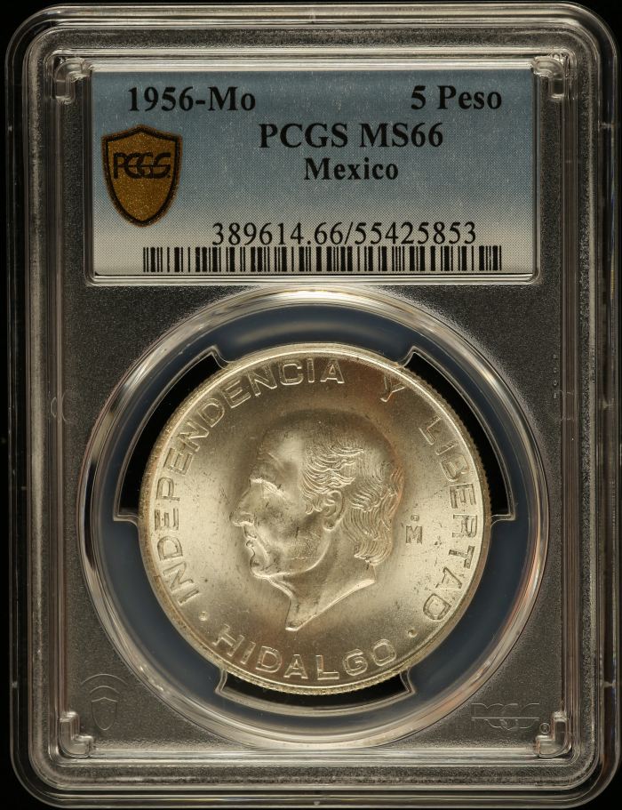 Modern Silver & Minors 5 Peso 1956 Mo PCGS MS66 0146357Modern Silver & Minors 5 Peso 1956 Mo PCGS MS66 0146357
