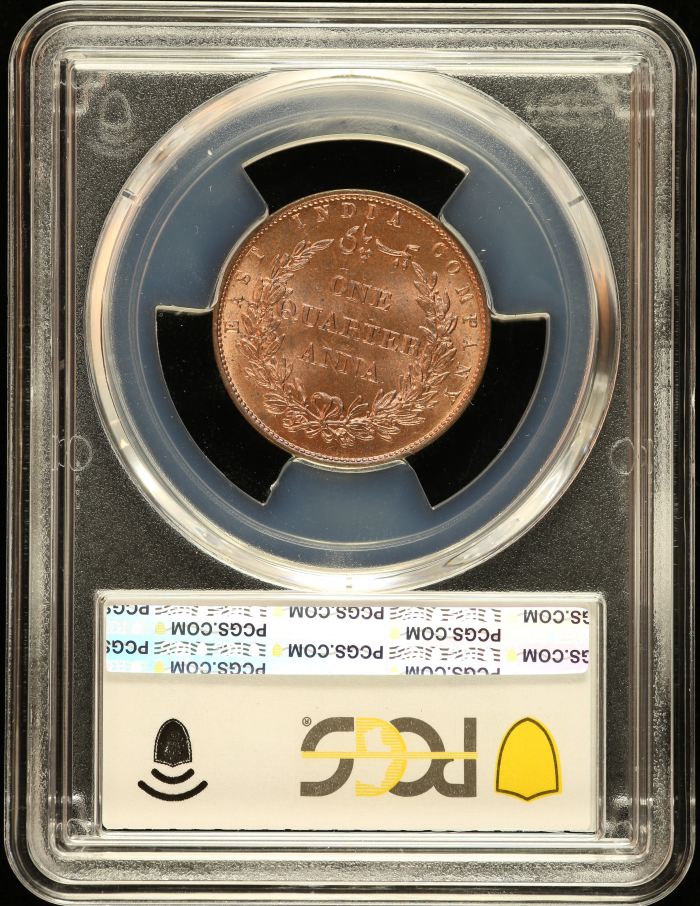 India 1/4 Anna 1858 (H) Prid-156 PCGS MS65RB 0146600India 1/4 Anna 1858 (H) Prid-156 PCGS MS65RB 0146600 - Image 2