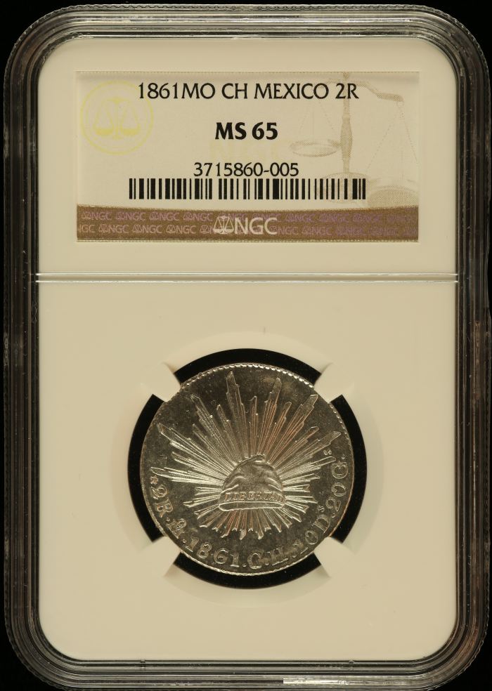 Republic Silver & Minors 2 Reales 1861 Mo CH NGC MS65 0146518Republic Silver & Minors 2 Reales 1861 Mo CH NGC MS65 0146518
