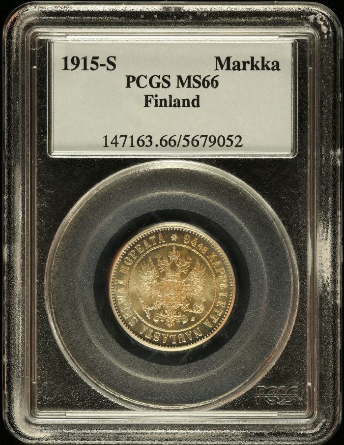Finland Markka 1915 S PCGS MS66 0146523Finland Markka 1915 S PCGS MS66 0146523