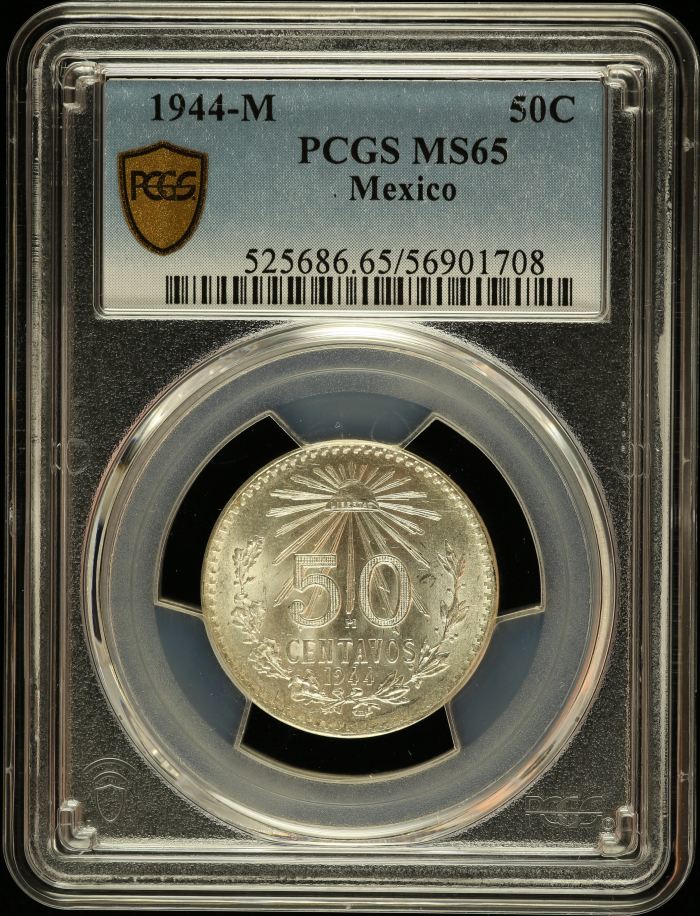 Modern Silver & Minors 50 Centavo 1944 M PCGS MS65 0146604Modern Silver & Minors 50 Centavo 1944 M PCGS MS65 0146604