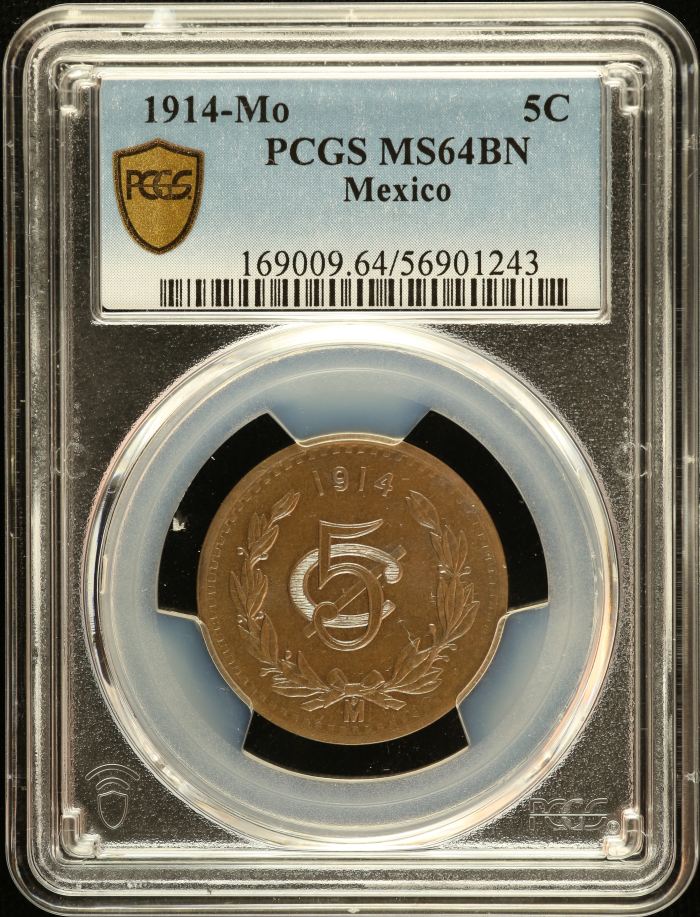 Modern Silver & Minors 5 Centavo 1914 Mo PCGS MS64BN 0146413Modern Silver & Minors 5 Centavo 1914 Mo PCGS MS64BN 0146413