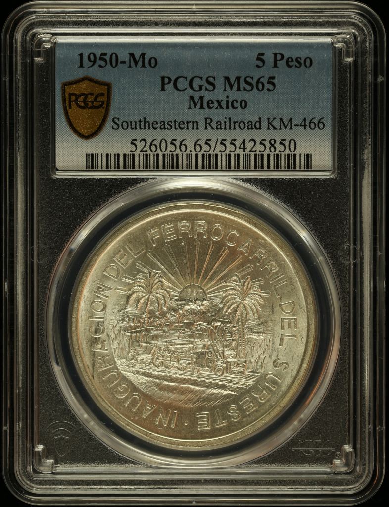 Modern Silver & Minors 5 Peso 1950 Mo KM-466 PCGS MS65 0146367