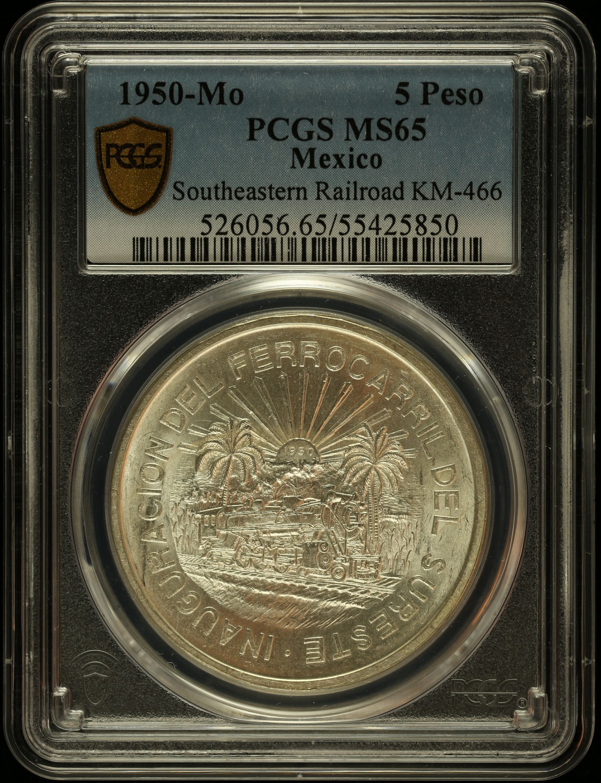 Modern Silver & Minors 5 Peso 1950 Mo KM-466 PCGS MS65 0146367