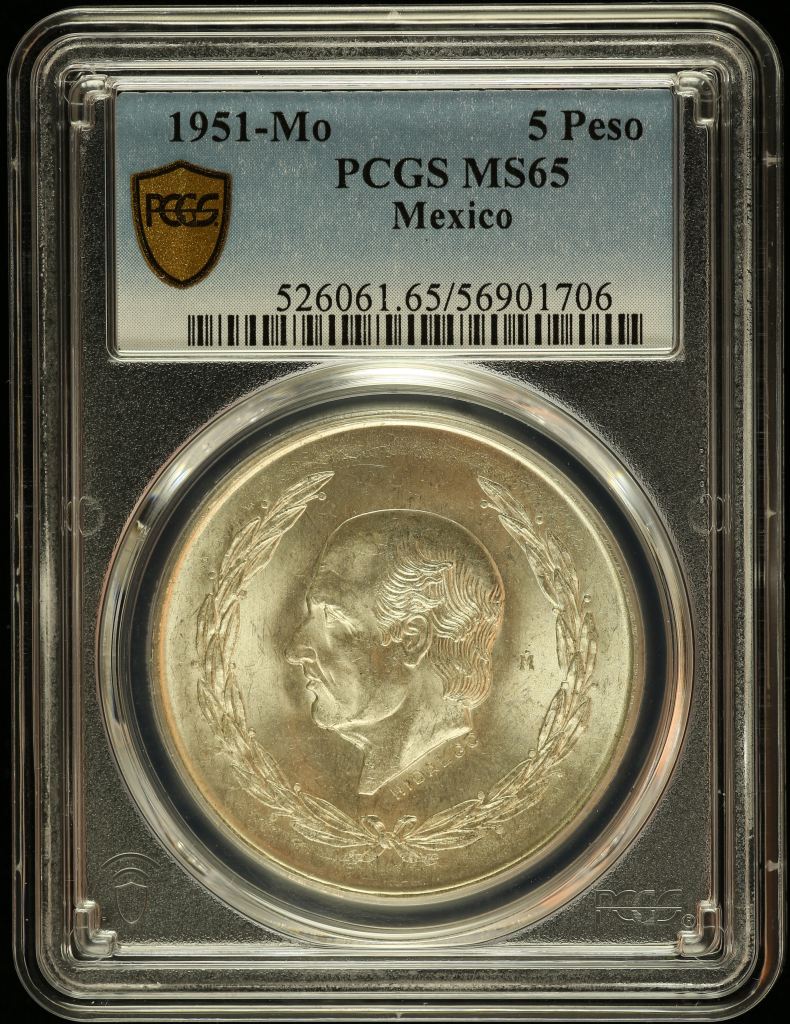 Modern Silver & Minors 5 Peso 1951 Mo PCGS MS65 0146609